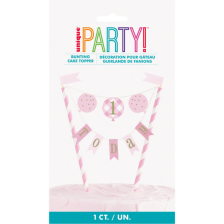 Cake Top 1st Birthday Bunting Pink